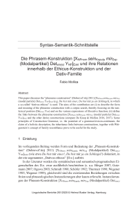 Die Phrasem-Konstruktion [XNPnom seinKopula mirExp (Modalpartikel) Detein(e) YNP]Exkl und ihre Relationen innerhalb der Ethicus-Konstruktion und der Dativ-Familie