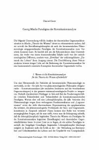 Georg Mischs Paradigma der Konstitutionsanalyse