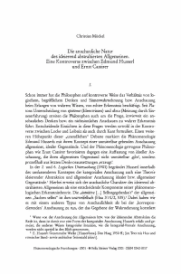Die anschauliche Natur des ideierend abstrahierten Allgemeinen. Eine Kontroverse zwischen Edmund Husserl und Ernst Cassirer
