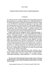 Gadamer, Kelsen and the Limits of Legal Interpretation
