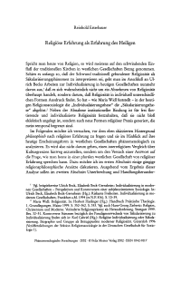 Religiöse Erfahrung als Erfahrung des Heiligen