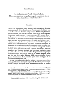 La signification „autre" de la phénoménologie