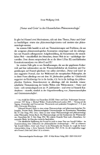 ,Natur und Geist' in der Husserlschen Phänomenologie