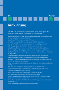 Aufklärung, Band 29: Das Problem der Unsterblichkeit in der Philosophie, den Wissenschaften und den Künsten des 18. Jahrhunderts Aufklärung, Band 29: Das Problem der Unsterblichkeit in der Philosophie, den Wissenschaften und den Künsten des 18. Jahrhunderts