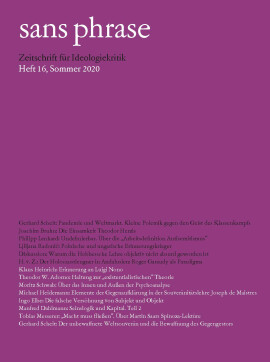 sans phrase: Zeitschrift für Ideologiekritik; Heft 16, Frühjahr 2020