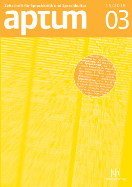 Aptum, Zeitschrift für Sprachkritik und Sprachkultur 15. Jahrgang, 2019, Heft 3