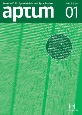 Aptum, Zeitschrift für Sprachkritik und Sprachkultur 16. Jahrgang, 2020, Heft 1