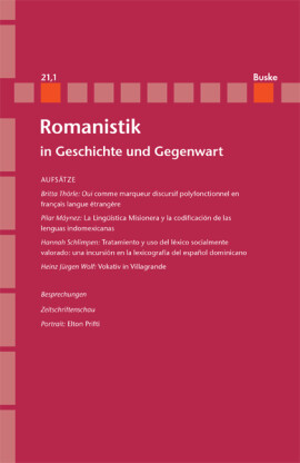 Romanistik in Geschichte und Gegenwart 21,1