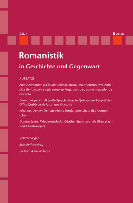 Romanistik in Geschichte und Gegenwart 22,1