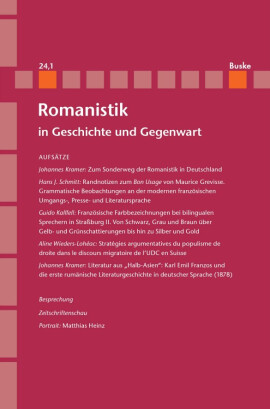 Romanistik in Geschichte und Gegenwart 24,1