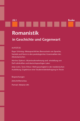 Romanistik in Geschichte und Gegenwart 28,1