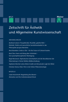 Zeitschrift für Ästhetik und Allgemeine Kunstwissenschaft Band 61. Heft 1