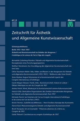 Zeitschrift für Ästhetik und Allgemeine Kunstwissenschaft Band 61. Heft 2