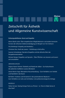 Zeitschrift für Ästhetik und Allgemeine Kunstwissenschaft Band 63. Heft 1