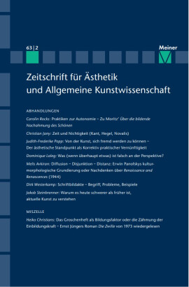 Zeitschrift für Ästhetik und Allgemeine Kunstwissenschaft Band 63. Heft 2