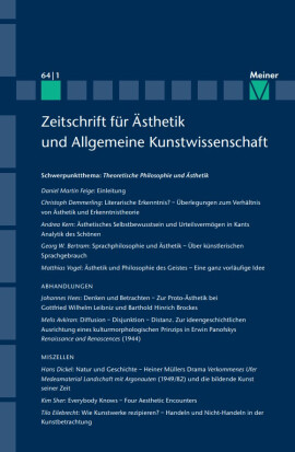 Zeitschrift für Ästhetik und Allgemeine Kunstwissenschaft Band 64. Heft 1