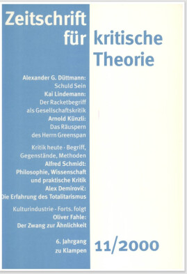 Zeitschrift für kritische Theorie, Heft 11: 6. Jahrgang (2000)