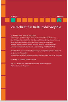 Zeitschrift für Kulturphilosophie 2017/1: Sprache und Gestalt