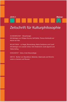 Zeitschrift für Kulturphilosophie 2019/1: Morphologie
